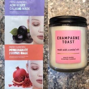 Face masks and White Barn candle